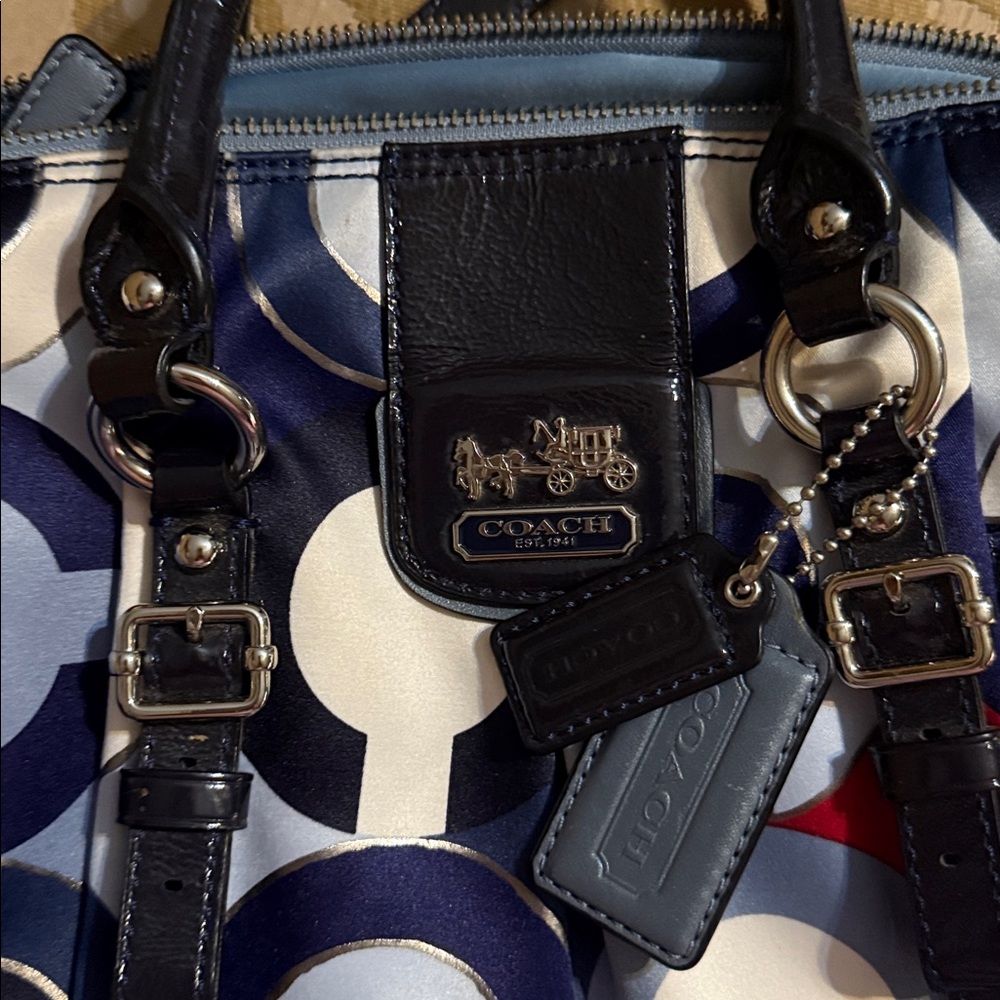 Coach 2012 Metallic Graphic Op Art Signature Juliette 2-Way Satchel Bag preowned - Picture 16 of 16